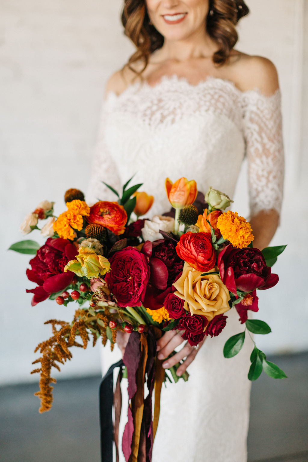 wedding bouquet with striking blooms