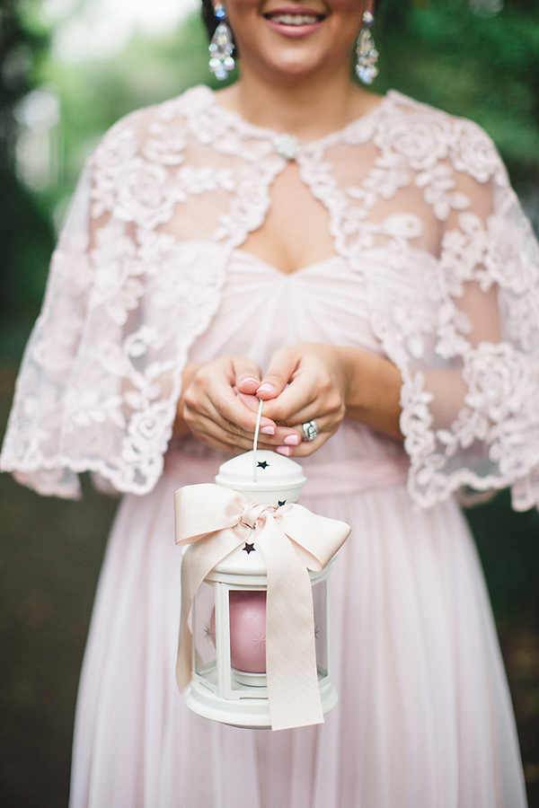 bridemaid with lace bolero - photo by Izzy Hudgins Photography https://ruffledblog.com/handcrafted-sparkle-wedding-in-savannah
