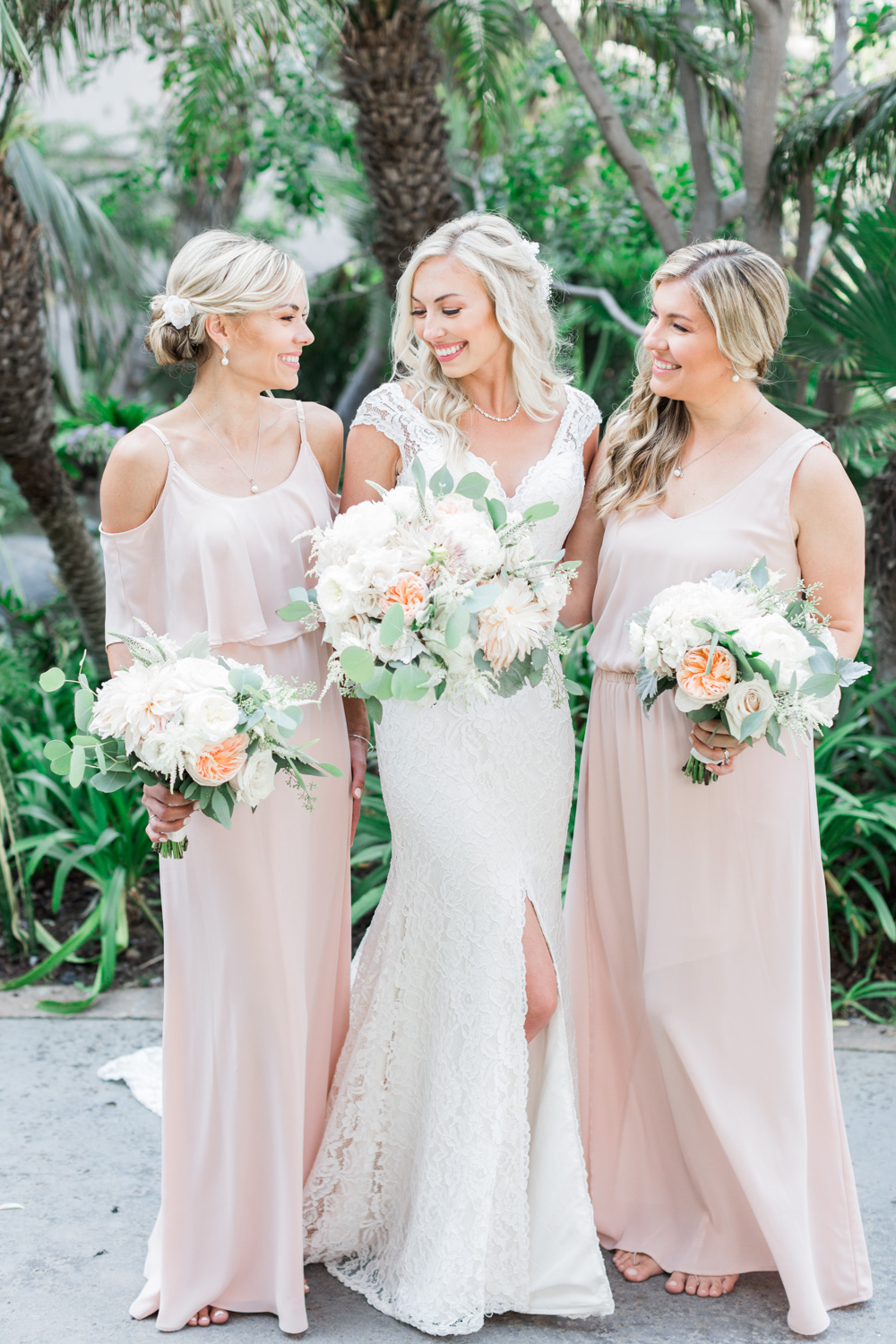 blush bridesmaid gowns