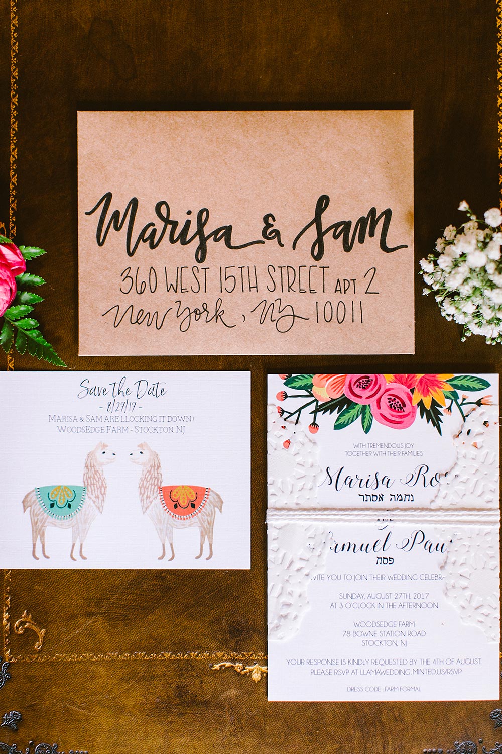 llama inspired wedding invitations